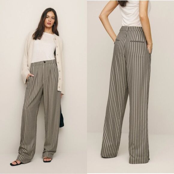NEW Reformation Mason Pant in Slate Stripe - Picture 5 of 12